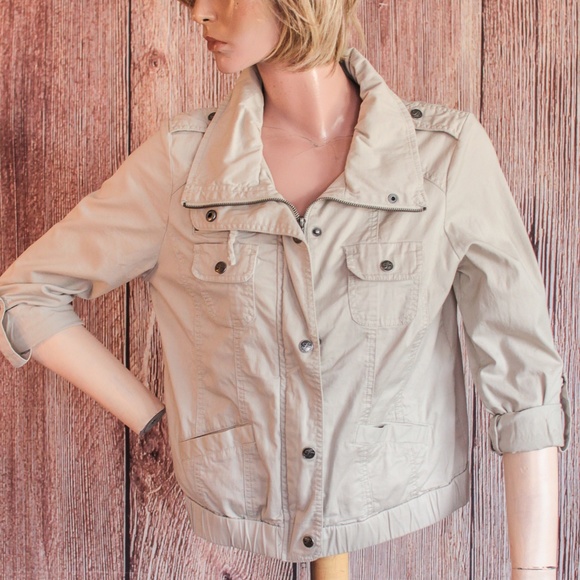 Style & Co Petite Khaki Utility Jacket P/M - Picture 7 of 8